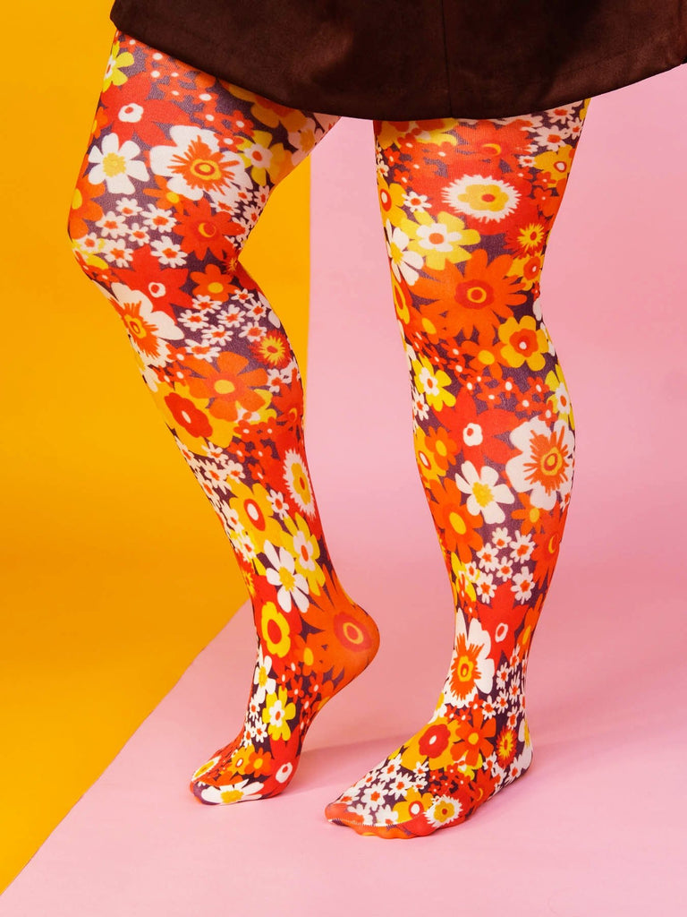 COCO tights Orange Flower Power - Lesley Evers-Dress-gifts under $30-NO_EXCHANGE