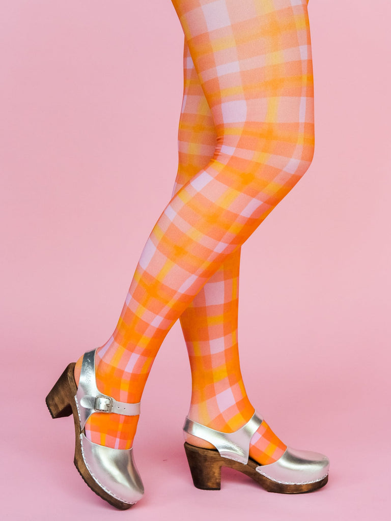 COCO tights Sherbet Plaid - Lesley Evers-colorful-Colorful patterned tights-colorful tights
