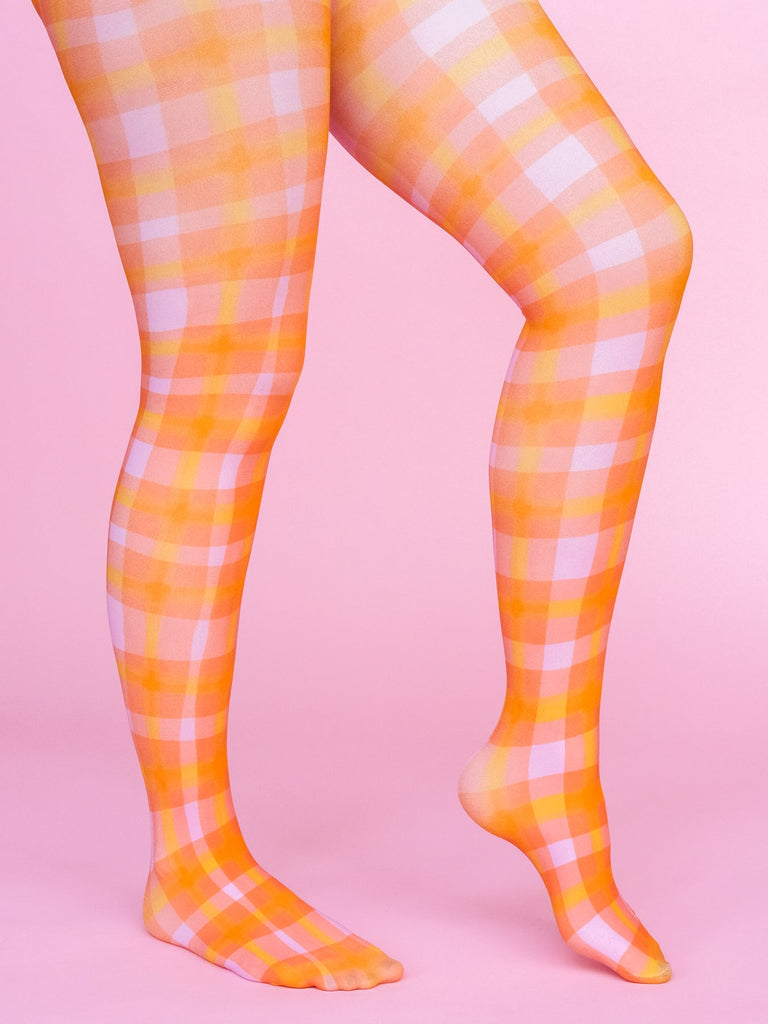 COCO tights Sherbet Plaid - Lesley Evers-colorful-Colorful patterned tights-colorful tights