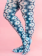 COCO tights Zinnia Blue - Lesley Evers-colorful-Colorful patterned tights-colorful tights
