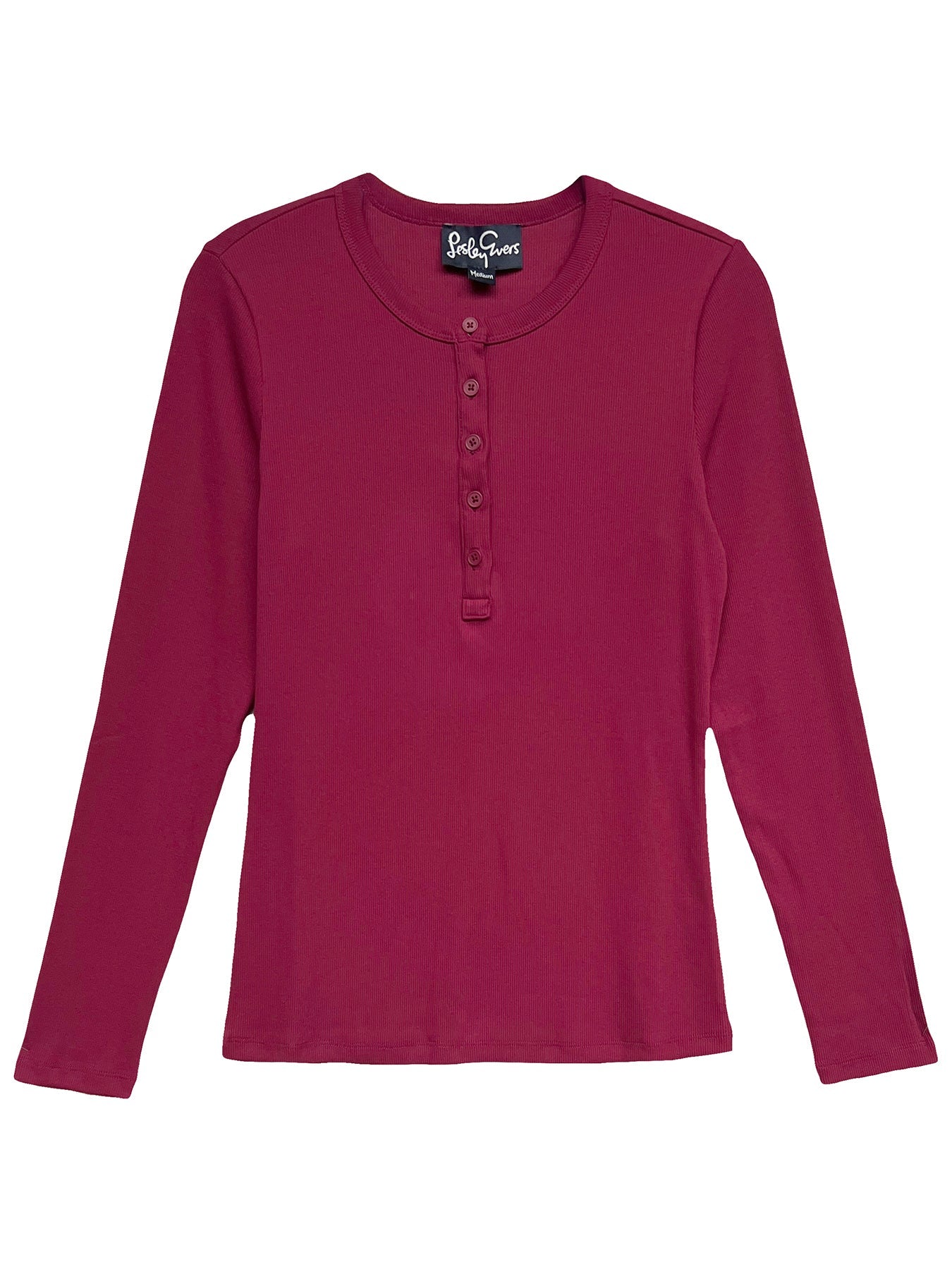 CORA henley tee Burgundy Rib - Lesley Evers-Best Seller-Shop-Shop/All Products