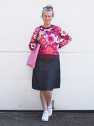 DARCY sweatshirt Flower Power Burgundy - Lesley Evers-Shop-Shop/All Products-Shop/Separates