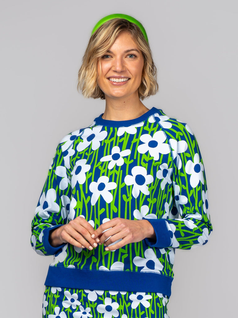 DARCY sweatshirt Nostalgia Flower Navy - Lesley Evers-Shop-Shop/All Products-Shop/Separates