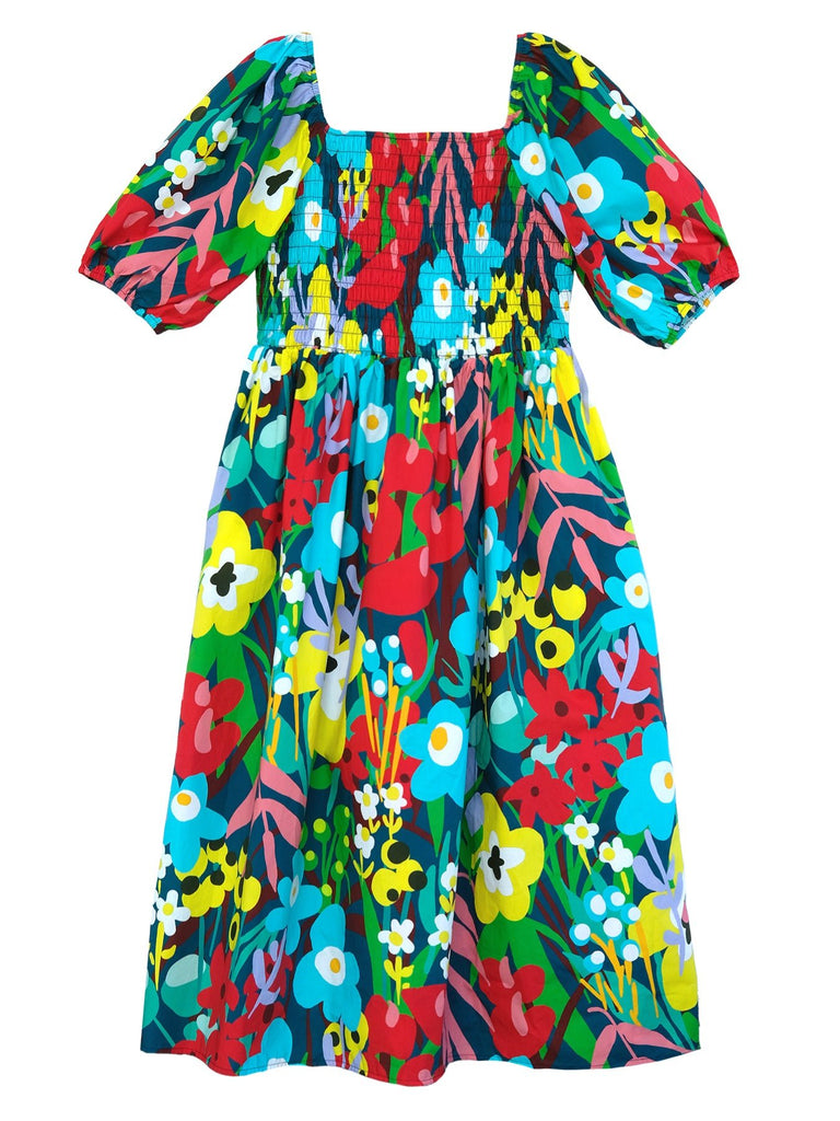 DELPHINE Garden Oasis Red - Lesley Evers-Dress-floral-Floral Dress