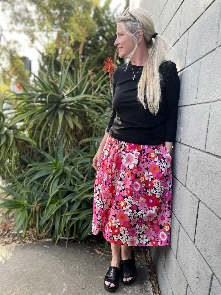 DIXIE skirt Flower Power Pink - Lesley Evers-Shop-Shop/All Products-Shop/New Arrivals