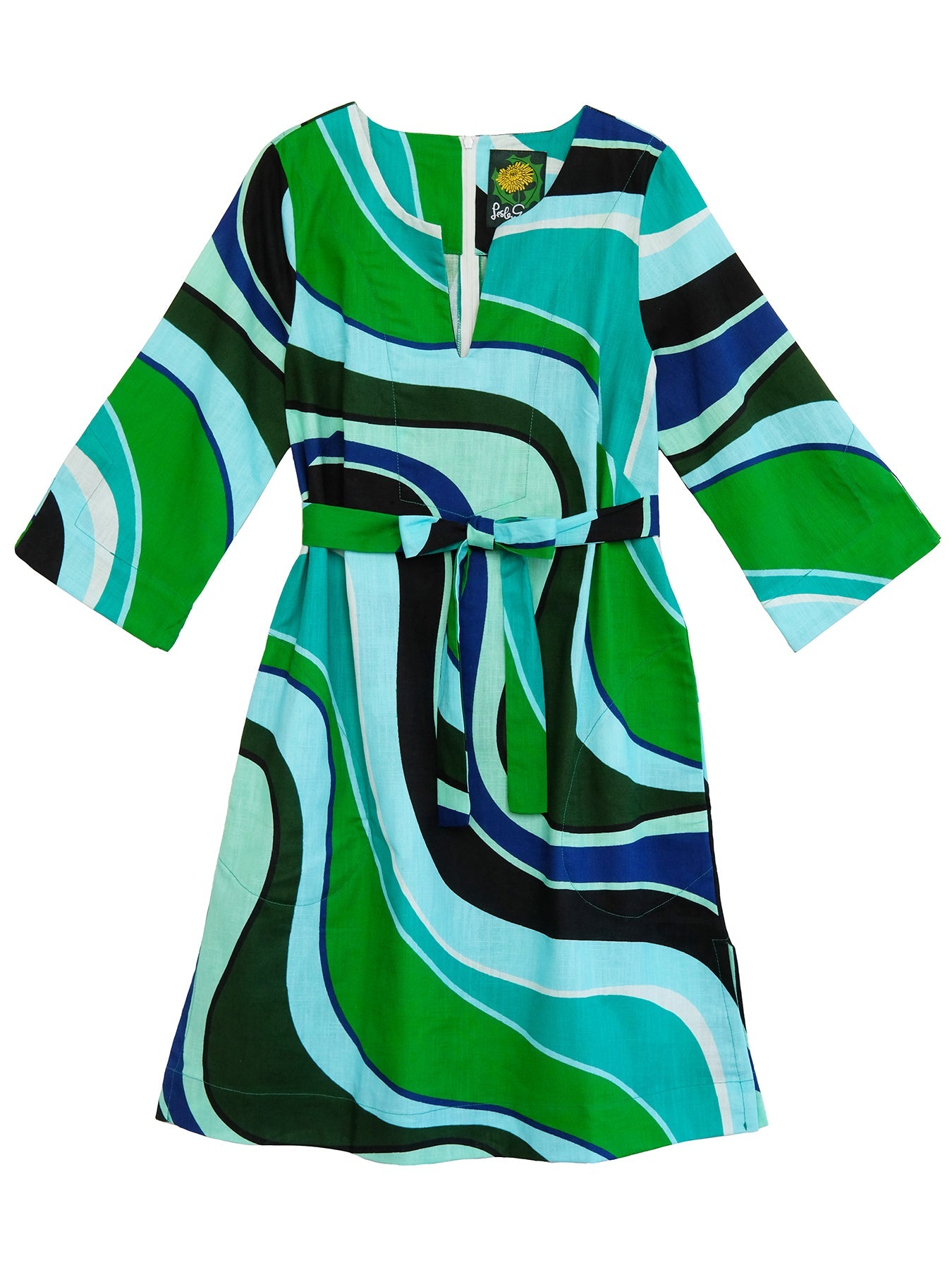 DREW dress Green Wave - Lesley Evers-Blue-blue dress-cotton dress