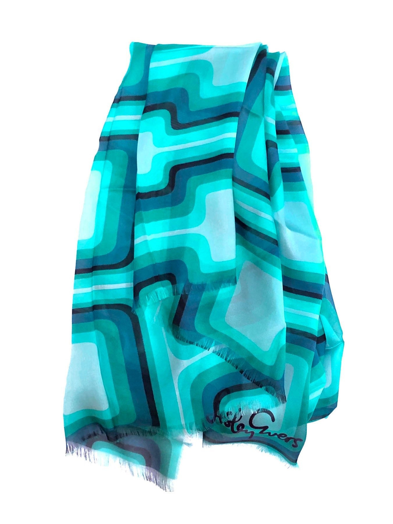 ESME silk scarf Aqua Ribbon - Lesley Evers-silk--