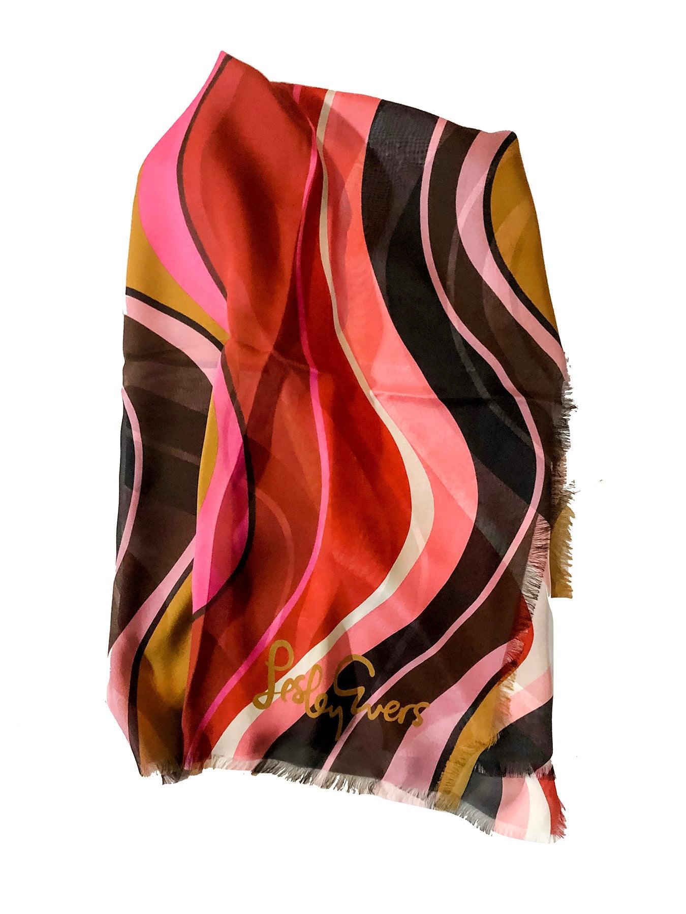 ESME silk scarf Burgundy Wave - Lesley Evers-silk--