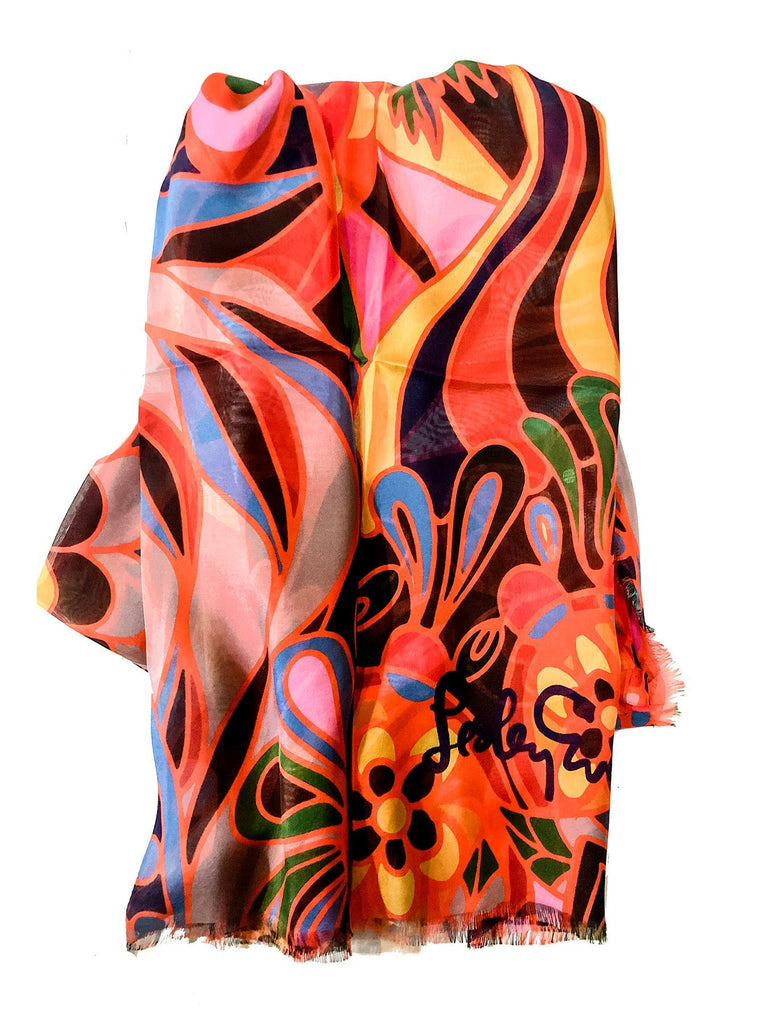 ESME silk scarf Shakalaka Orange - Lesley Evers-silk--