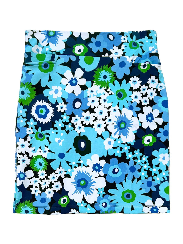 FREYA skirt Flower Power Blue - Lesley Evers-Bottoms-floral-freya