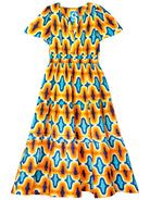 GENEVIEVE dress Waterloo Orange and Navy - Lesley Evers-Best Seller-Dress-easter dress