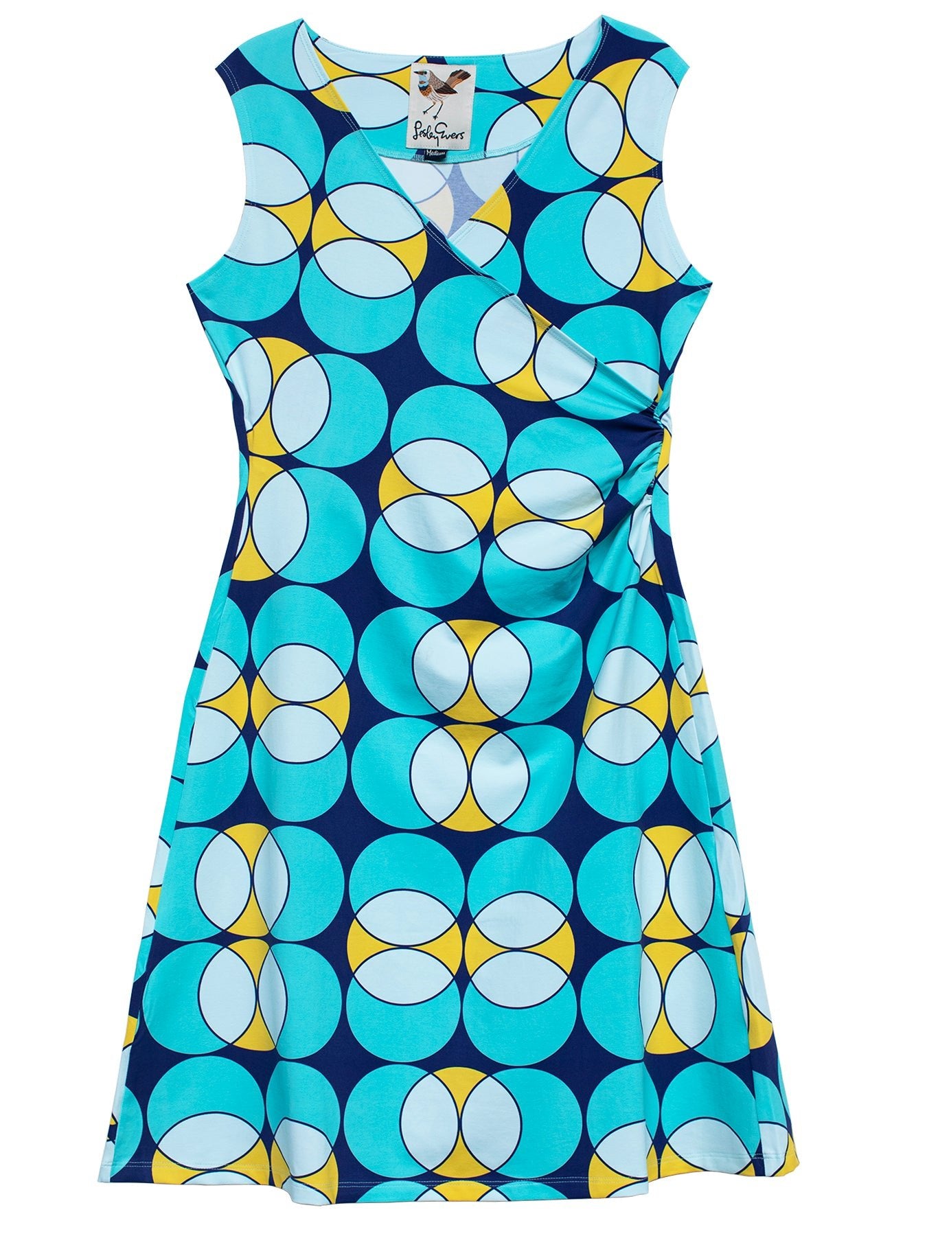 GINA dress Spyglass Blue - Lesley Evers-cotton dress-Dress-faux wrap