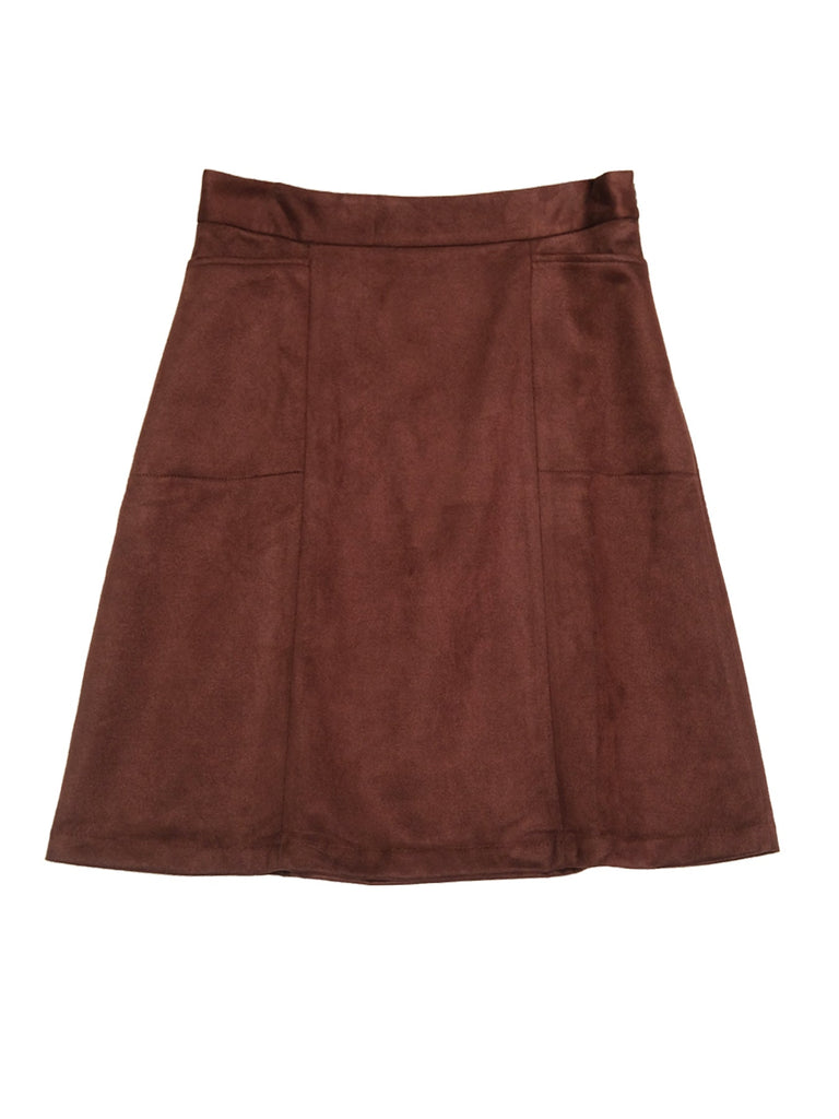 GRETA skirt Brown Faux Suede - Lesley Evers-bottom-clothing-faux suede