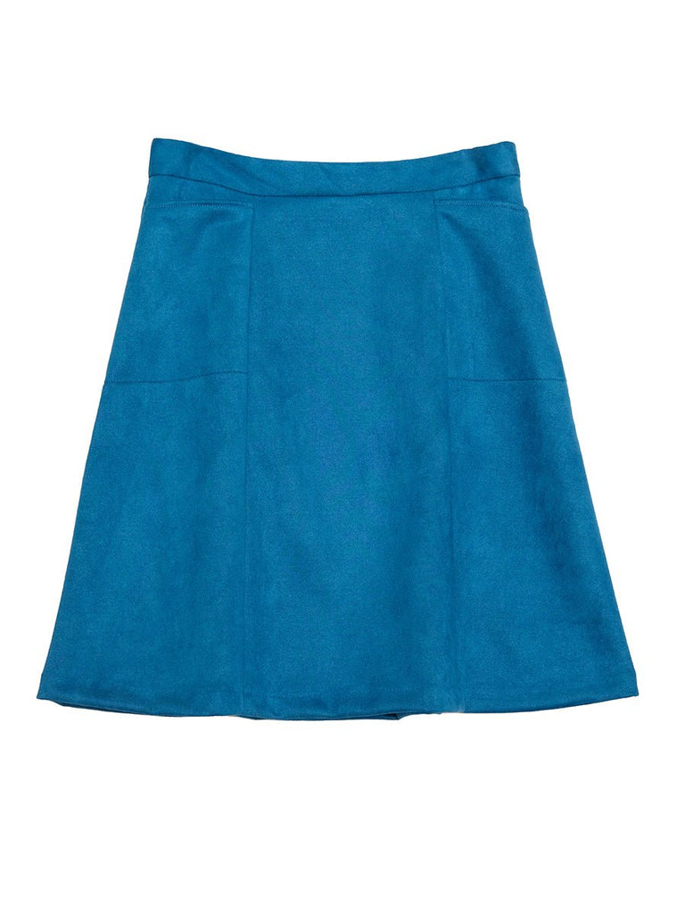 GRETA skirt Teal Faux Suede - Lesley Evers-bottom-clothing-faux suede