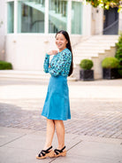 GRETA skirt Teal Faux Suede - Lesley Evers-Blue Greta outfit-bottom-clothing