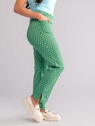 IMOGEN pant Blue and Green Jacquard - Lesley Evers-ankle pant-blue and green-high waisted