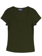 IRENE rib tee Dark Olive - Lesley Evers-irene-Shop-Shop/All Products