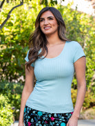 IRENE rib tee Sky Blue - Lesley Evers-Best Seller-irene-millyblue