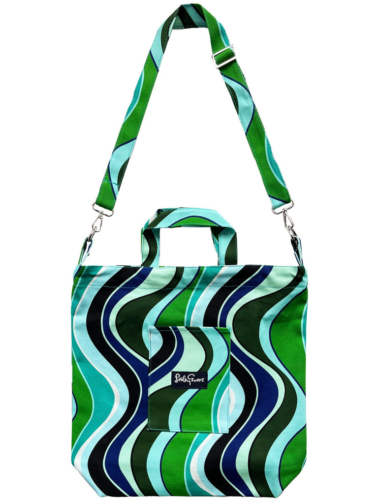 IVY tote Green Wave - Lesley Evers-Accessories-Cotton Canvas-Cotton Canvas Tote Bag
