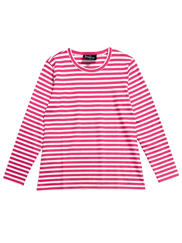 JEANETTE tee Pink & White Stripe - Lesley Evers-Pink-pink & white-pink and white