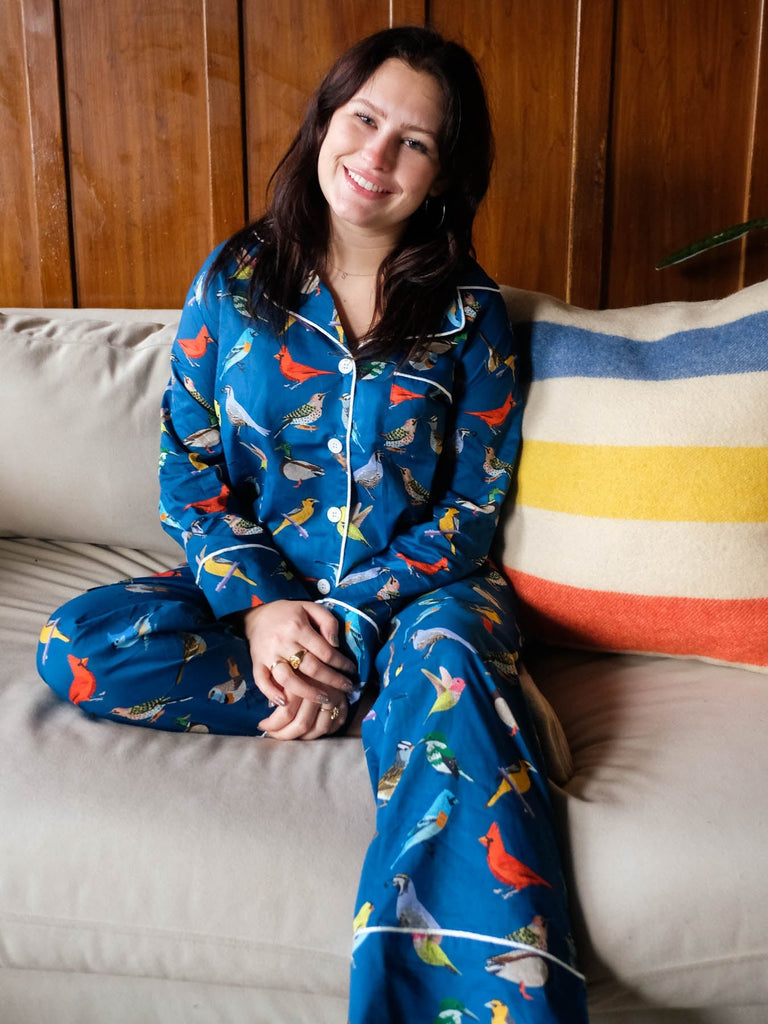JOSEPHINE Navy Birds - Lesley Evers-cotton PJs-lounge-pajamas