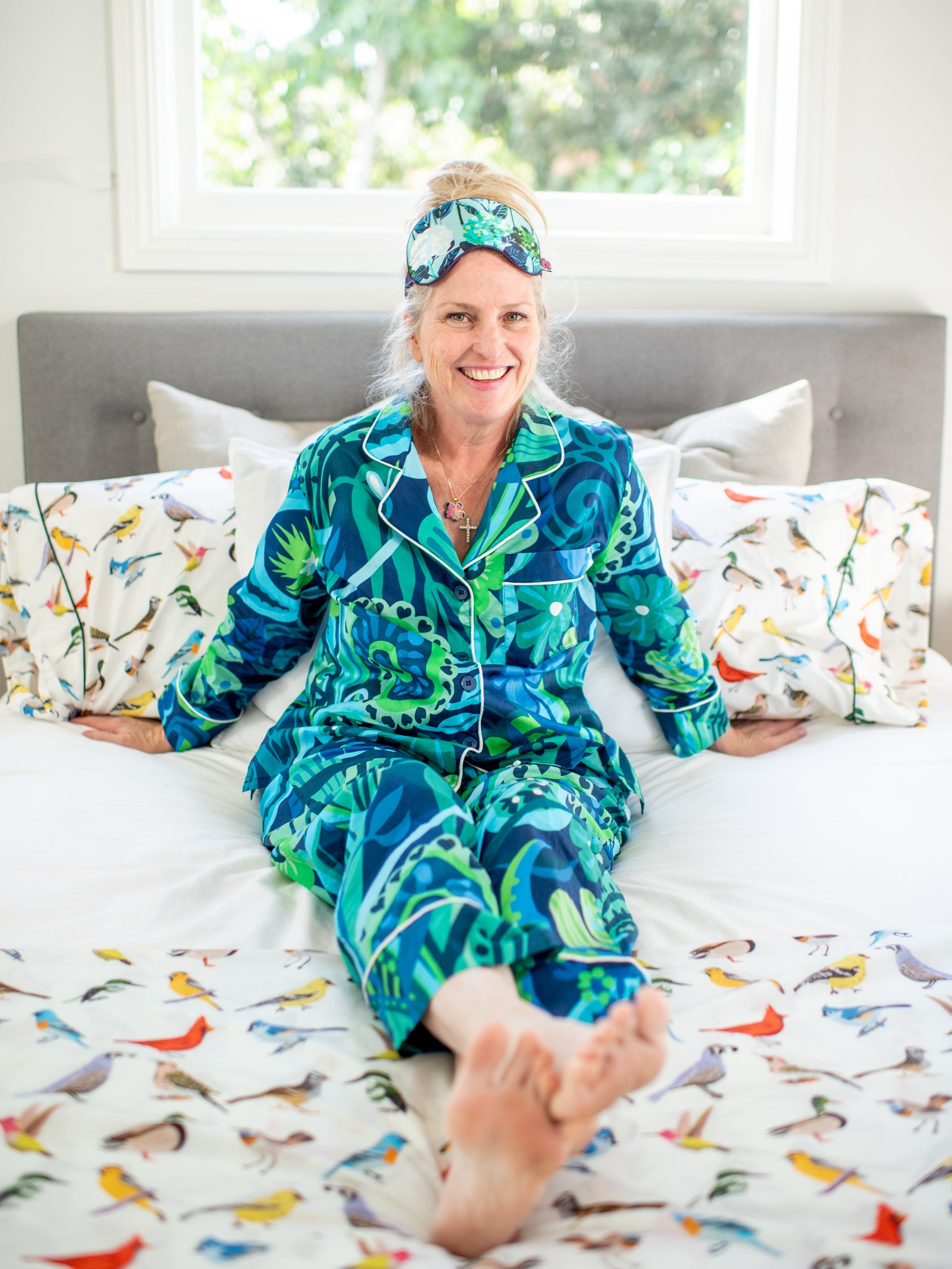 JOSEPHINE pajama set Bonanza Blue - Lesley Evers-cotton PJs-lounge-pajamas