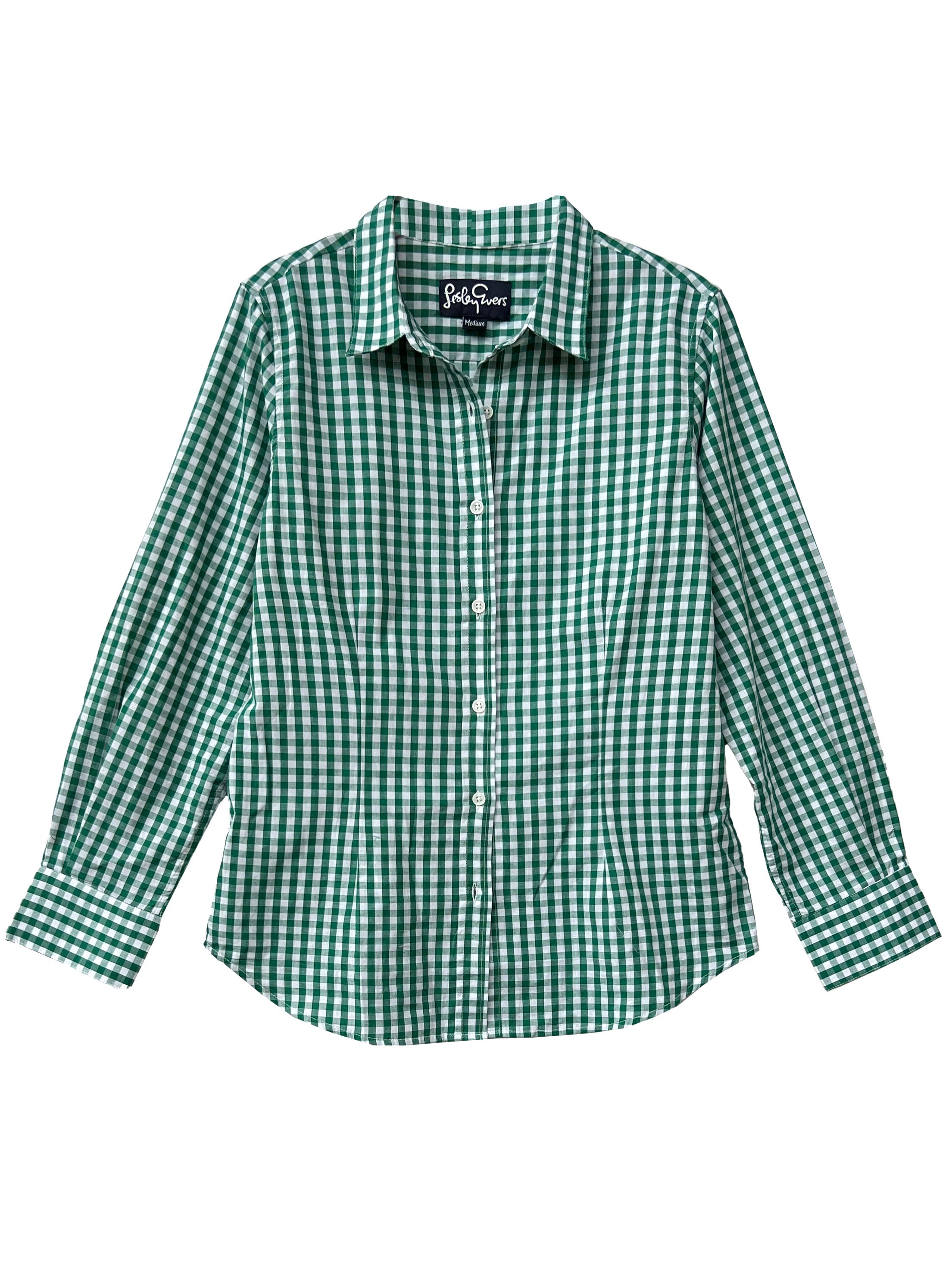 KATHRYN blouse Green Gingham - Lesley Evers-blouse-Green Gingham-kathryn