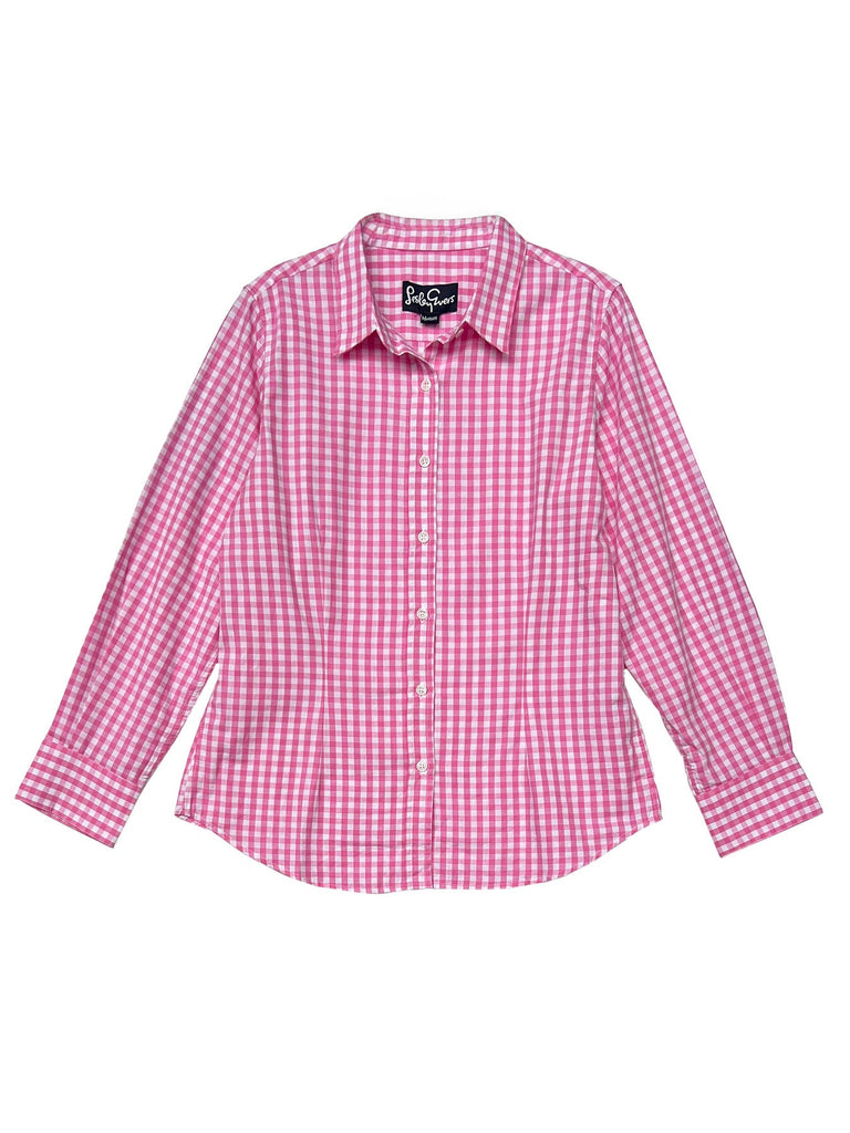 KATHRYN blouse Pink Gingham - Lesley Evers-blouse-Gingham-gingham shirt