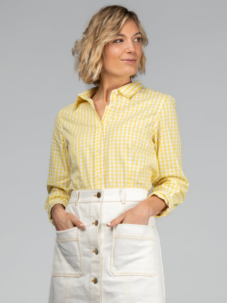 KATHRYN blouse Yellow Gingham - Lesley Evers-blouse-Gingham-gingham shirt