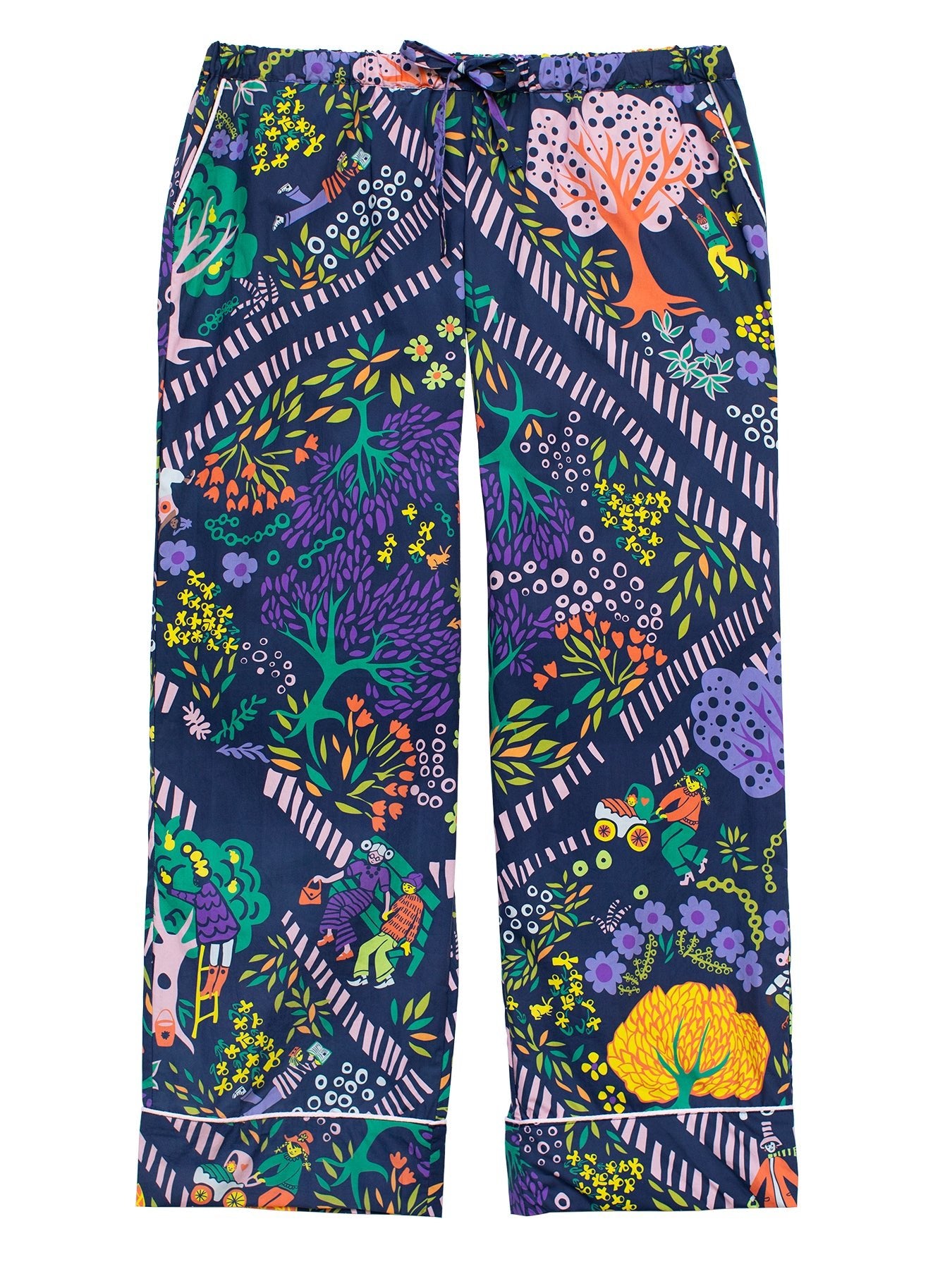 KIERA pajama pant Garden Path Navy - Lesley Evers-cotton PJs-garden-garden path