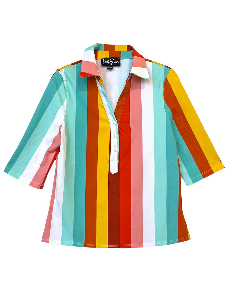 KIMMY top Desert Stripe - Lesley Evers-Button Top-clothing-colorful