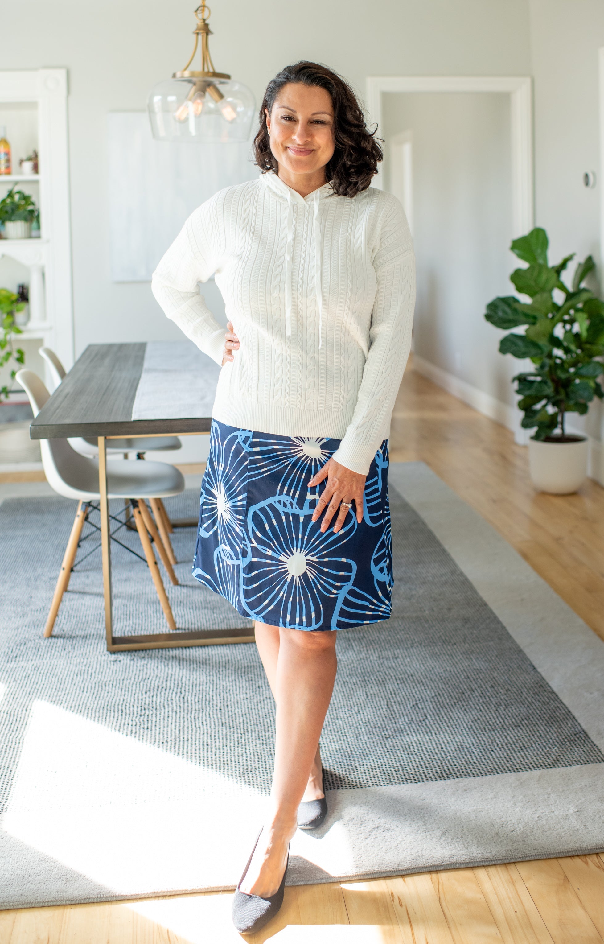 KYLIE skirt Navy Primrose - Lesley Evers-Bottoms-Shop-Shop/All Products