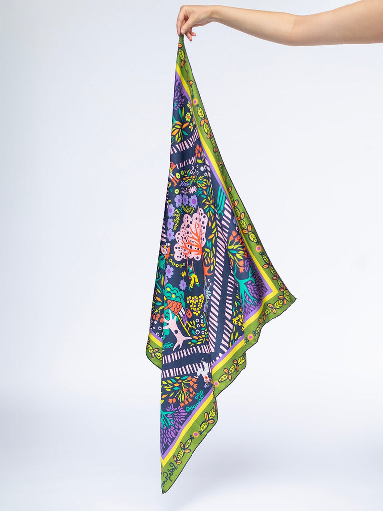 LILLIAN silk twill scarf Garden Path - Lesley Evers-Accessories-cotton silk-scarf