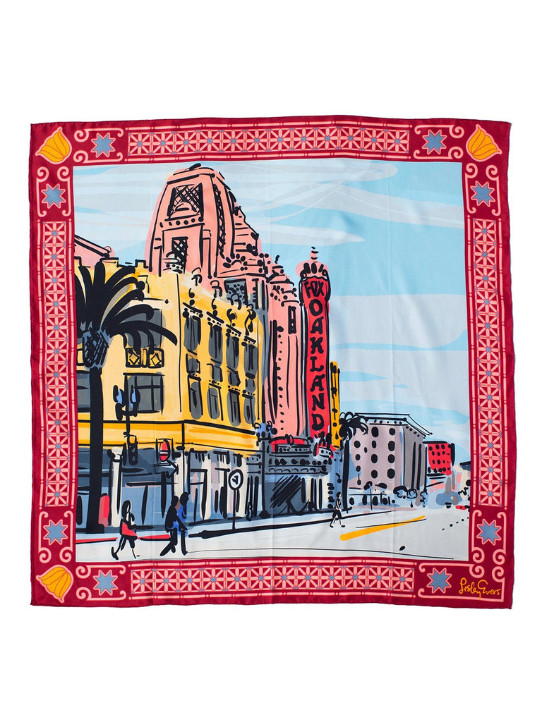 LILLIAN silk twill scarf Oakland Fox Theater - Lesley Evers-Accessories-cotton silk-scarf