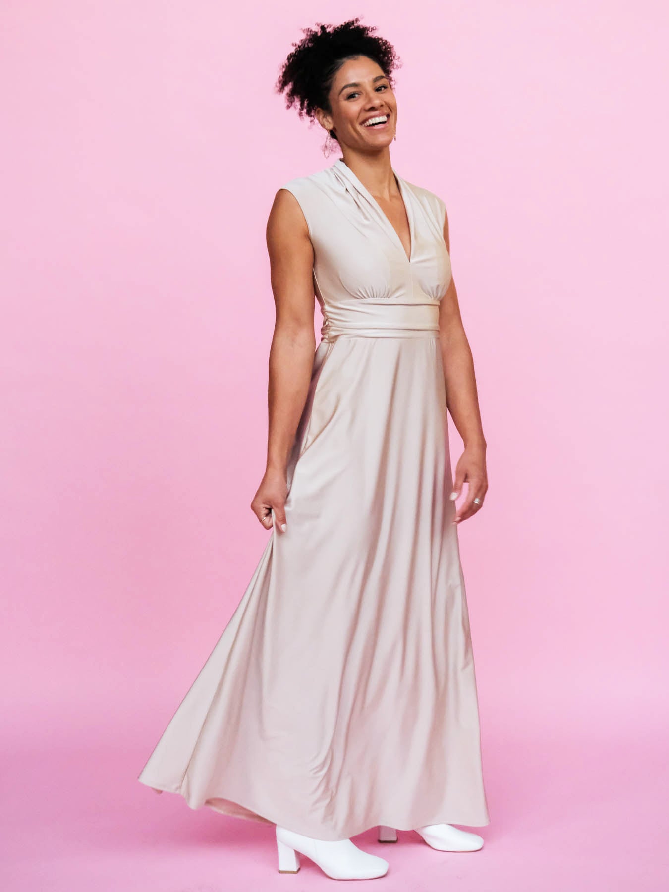 LINDY maxi dress Champagne - Lesley Evers-Best Seller-Dress-Lindy