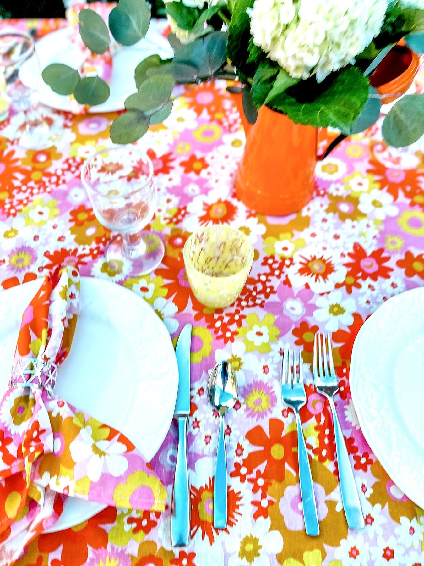 Linen Tablecloth Flower Power Sunburst - Lesley Evers-table cloth--