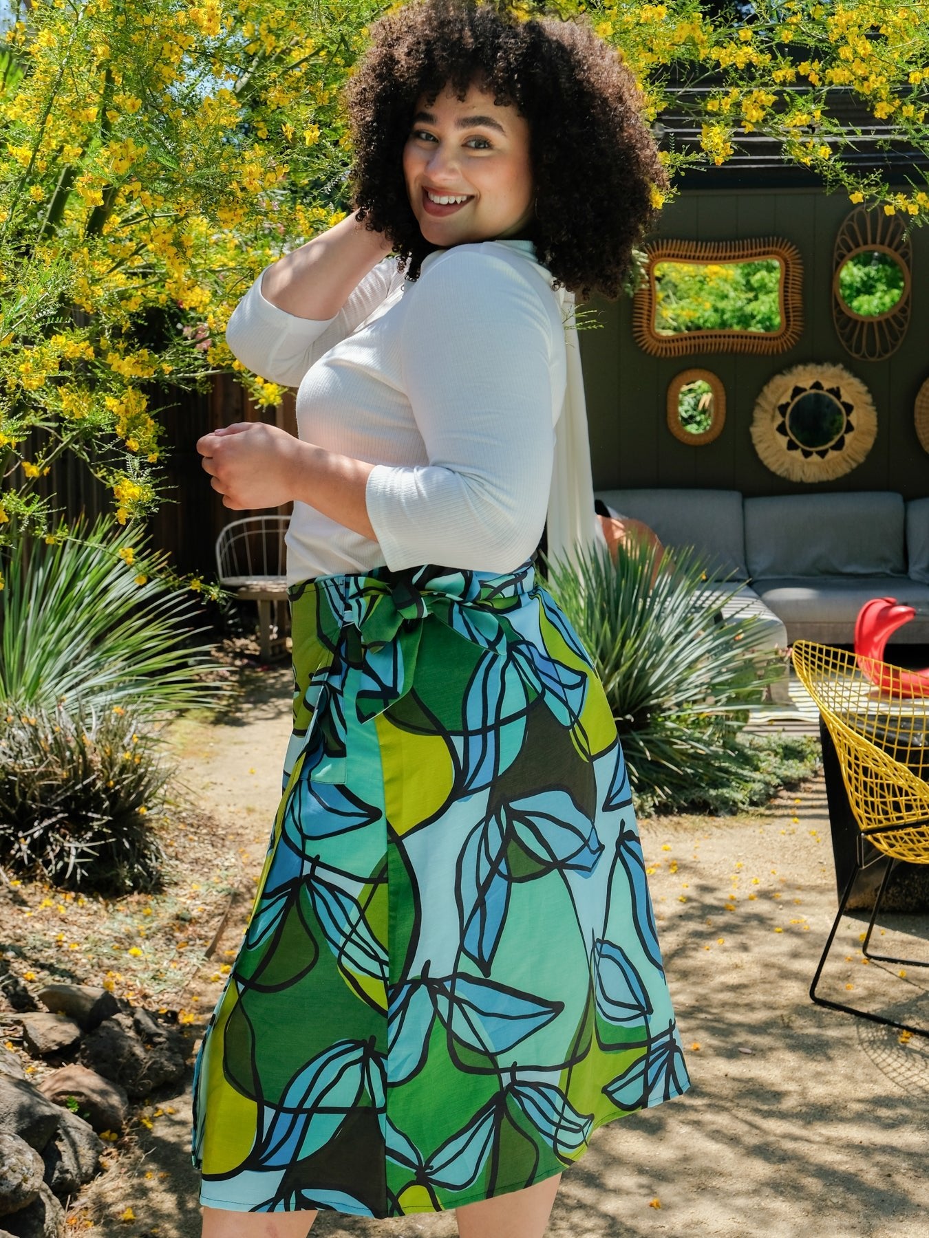 LOLA wrap skirt Green Pears - Lesley Evers-Bottoms-Green-Shop