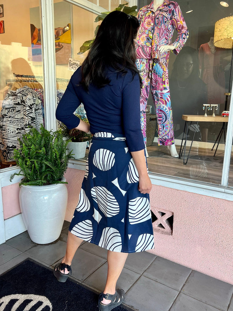 LOLA wrap skirt Navy Woodpile - Lesley Evers-Shop-Shop/All Products-Shop/Holiday