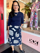 LOLA wrap skirt Navy Woodpile - Lesley Evers-Shop-Shop/All Products-Shop/Holiday