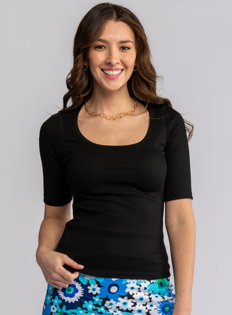 MALLORY rib tee Black - Lesley Evers-Best Seller-Shop-Shop/All Products