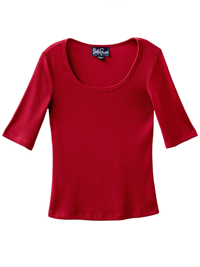 MALLORY tee Red Rib - Lesley Evers-Best Seller-Shop-Shop/All Products