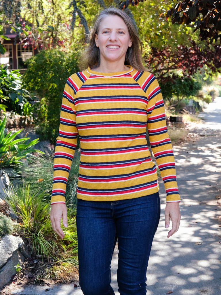 MEGAN ribbed tee Yellow Stripe - Lesley Evers-Shop-Shop/All Products-Shop/Dresses
