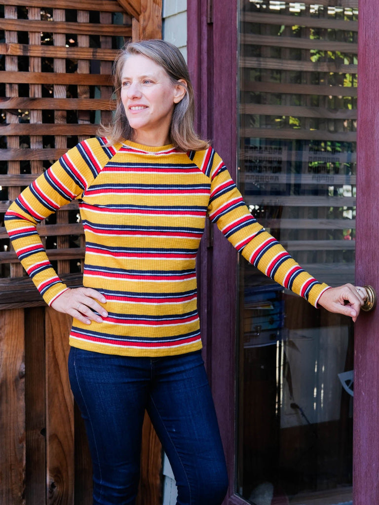MEGAN ribbed tee Yellow Stripe - Lesley Evers-Shop-Shop/All Products-Shop/Dresses