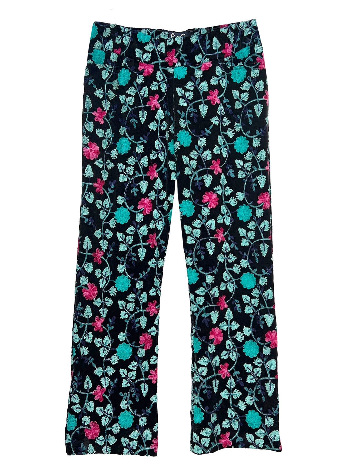 Shop Floral print velvet wide leg pants | eShakti
