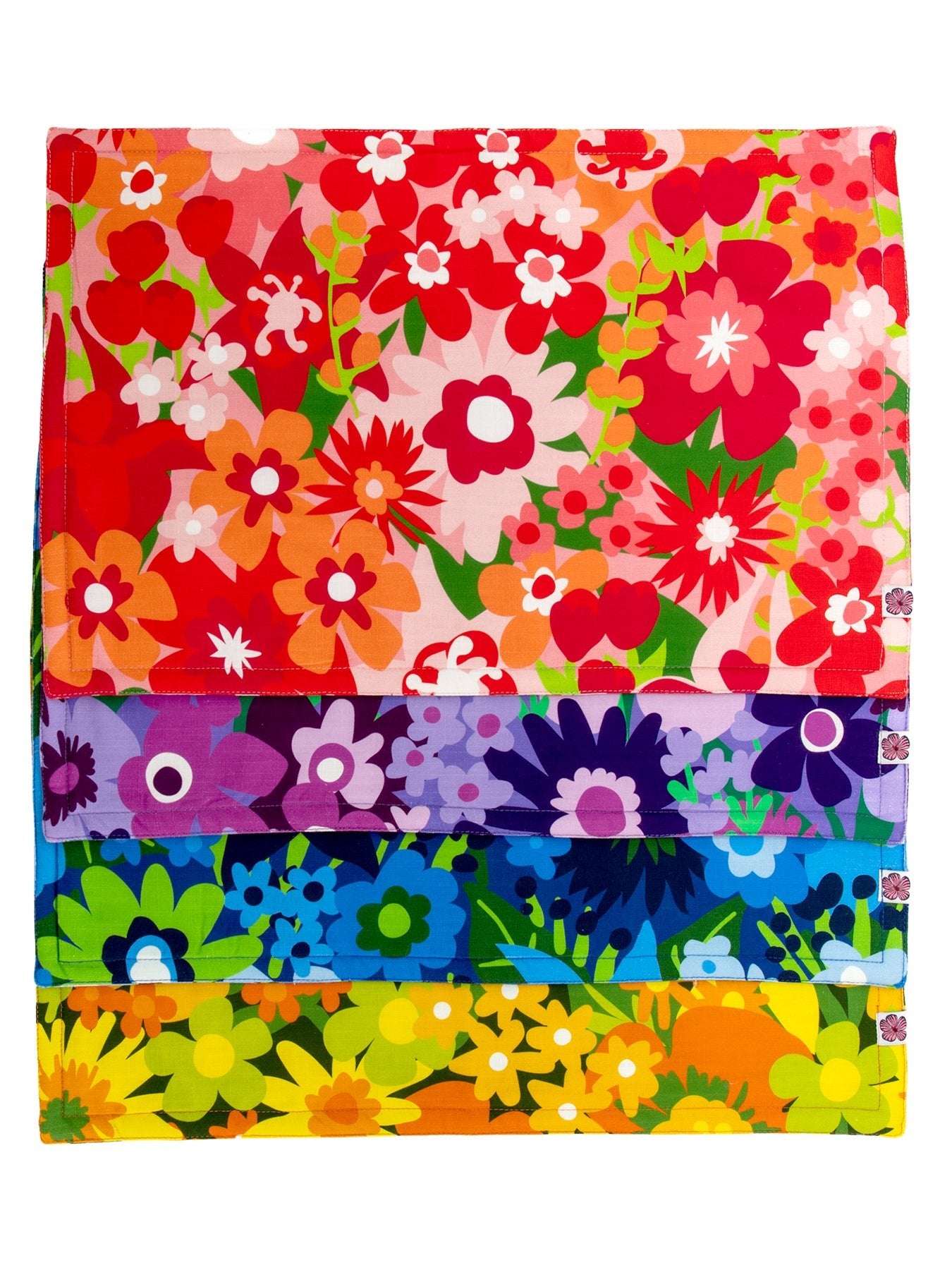 MIXED PLACEMATS set of 4 Flower Power - Lesley Evers-23-HG300-W1-burgundy-burgundy wave