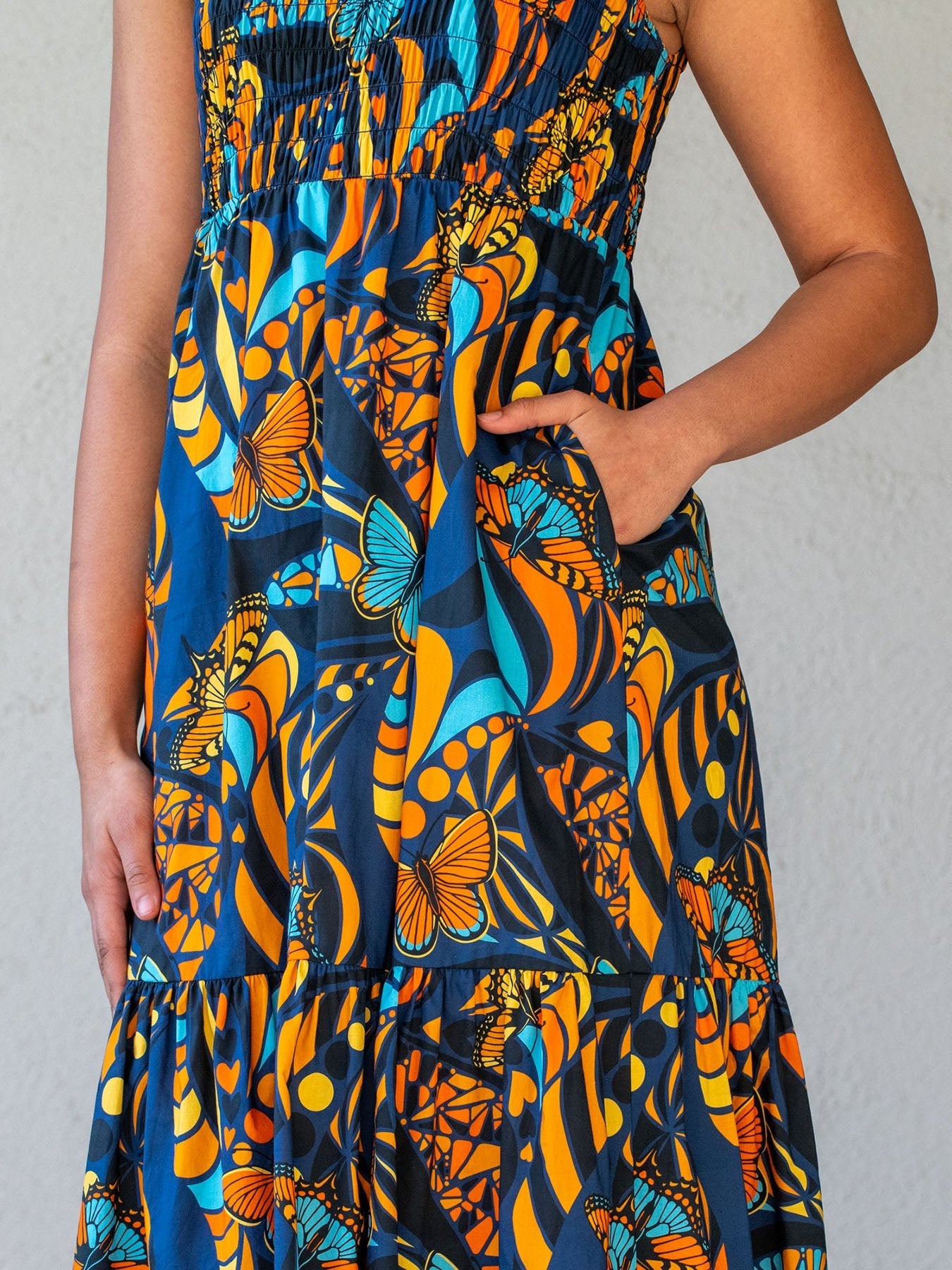 Navy and orange dress online
