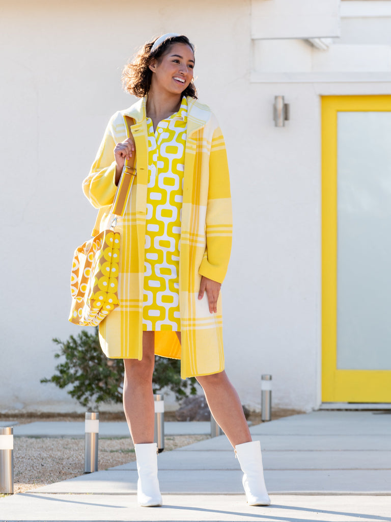 NATALIE coat Lemon Yellow Plaid - Lesley Evers-Best Seller-coat-outerwear