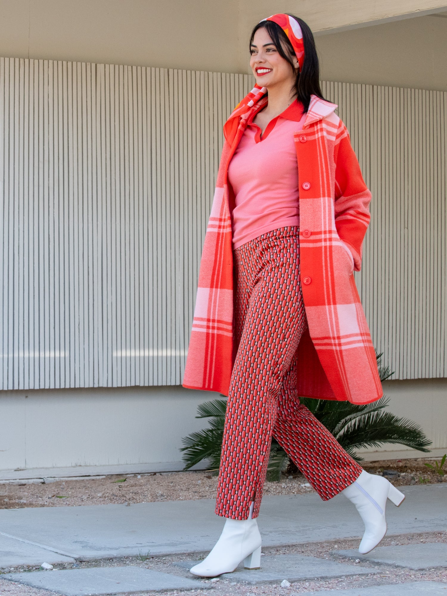 NATALIE coat Strawberry Pink Plaid - Lesley Evers-Best Seller-coat-outerwear
