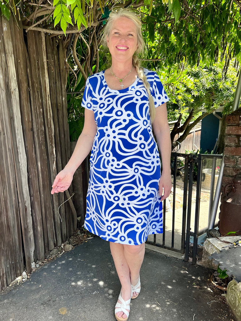 PHOEBE Navy Chicka Boom - Lesley Evers-Shop-Shop/All Products-Shop/Dresses