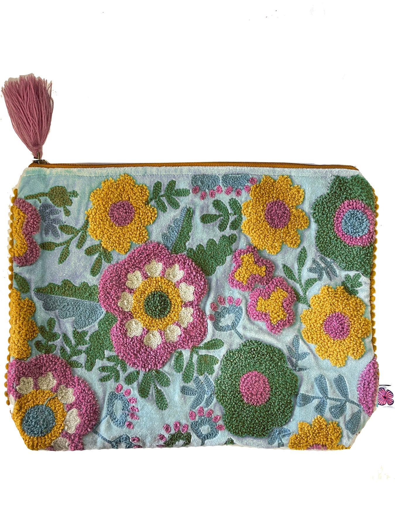 Pink and Gold Flower large pouch - Lesley Evers-Shop-Shop/All Products-Shop/Scarves